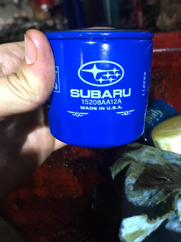 Blue Subaru Oil Filter