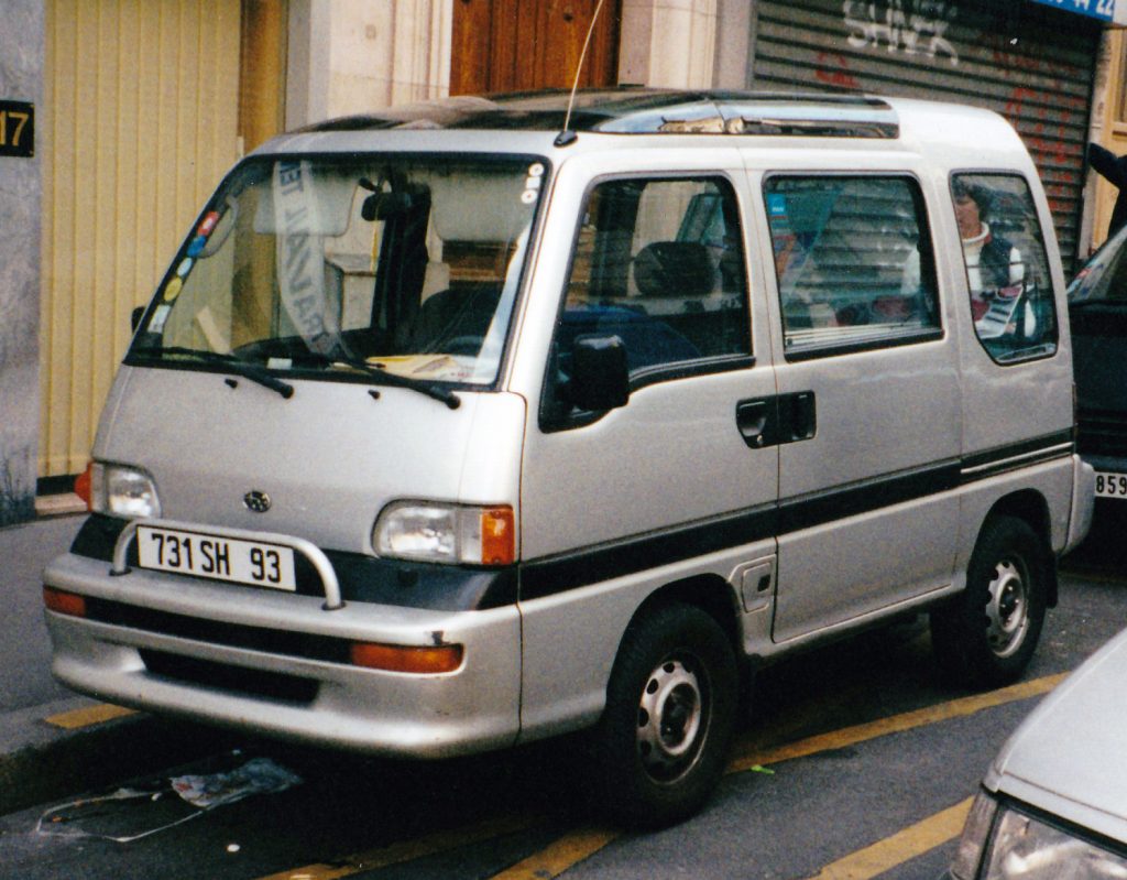 White Subaru Microvan