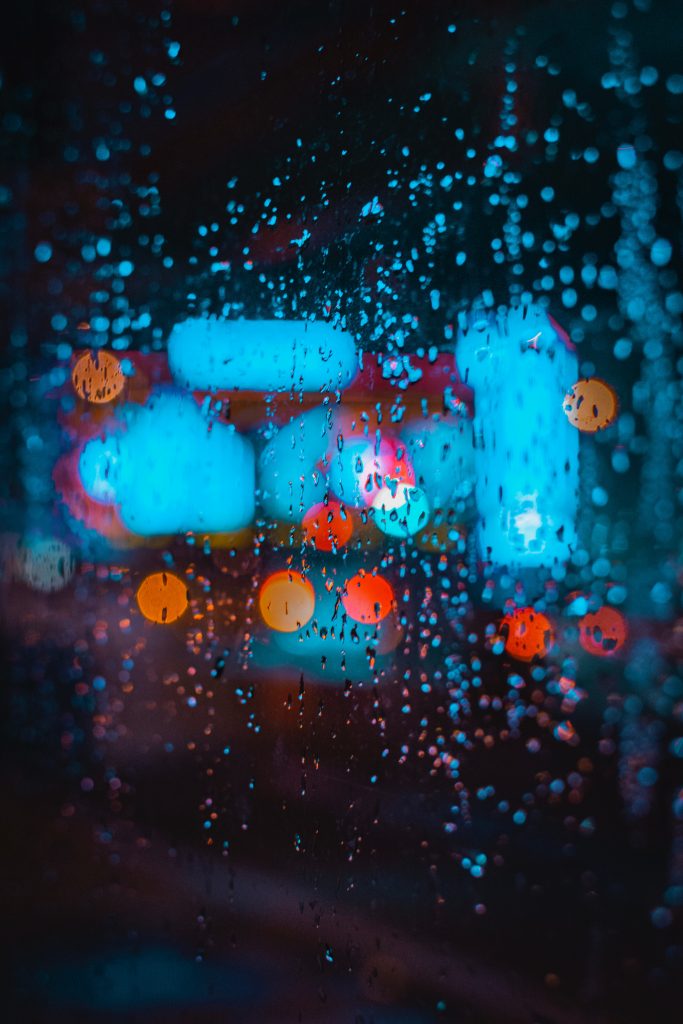 blurry image of rain drops