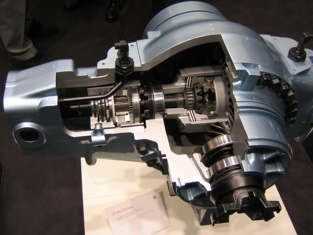 Cross section of the mechanical gearing of a limited-slip differential 